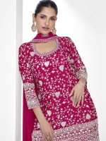 Rani Pink Premium Chinon Silk Sharara Suit